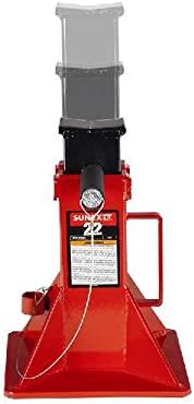 10-Ton Medium Height Pin Type Jack Stands, Pair, Red