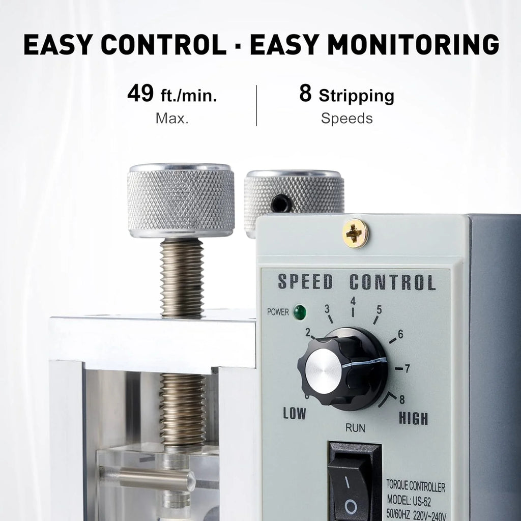 Speed Adjustable Wire Stripper, Automatic Cable Stripping Machine for 0.04-1.2 Copper Wires, Electric Scrap Cable Stripper Tool for 11/0-18 AWG Wires, Cable Jacket Remover for Recycling