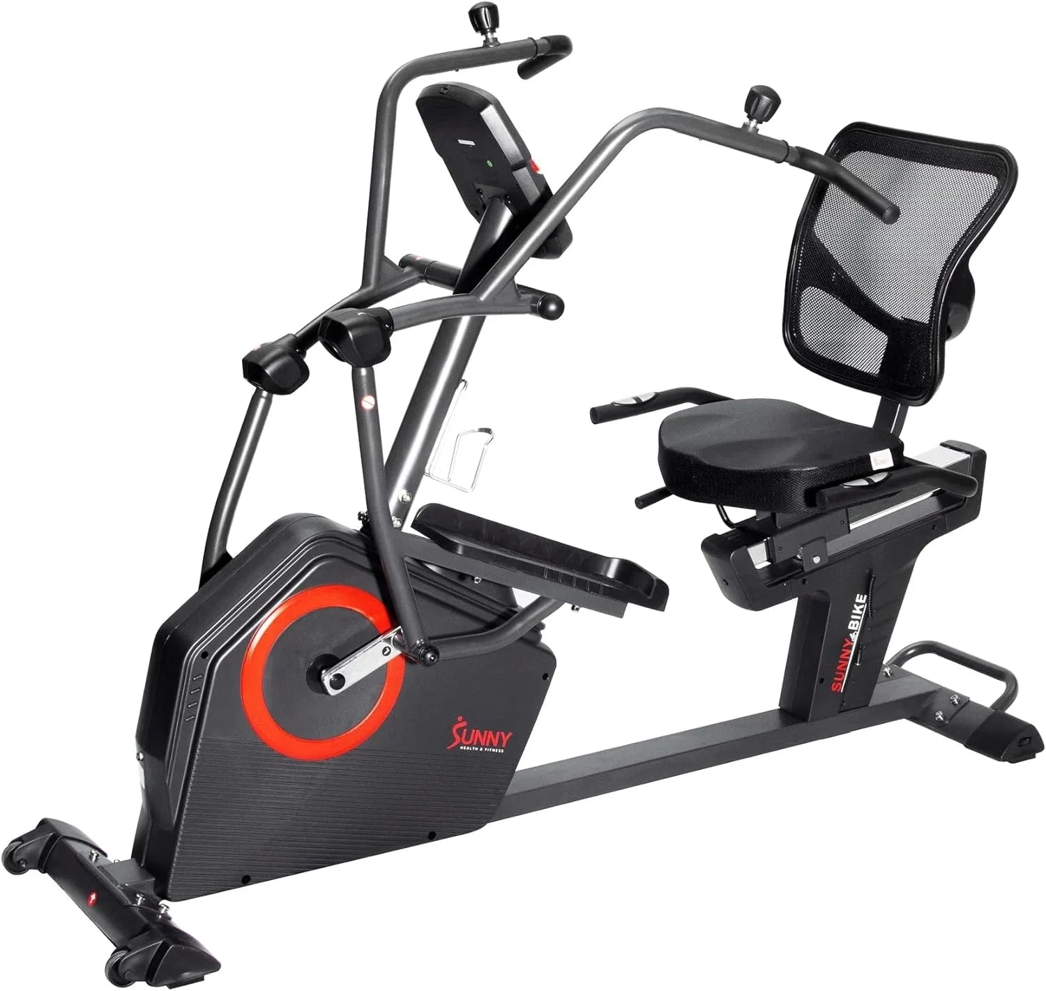 Sunny Health & Fitness Electromagnetic Recumbent Cross Trainer Exercise Elliptical Bike w/Arm Exercisers, Easy Access Seat & Exclusive SunnyFit? App Enhanced Bluetooth Connectivity - SF-RBE4886SMART…