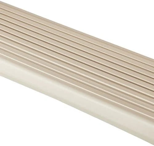 Confer Plastics 7200 Roll Guard 48 to 56 Adjustable A Frame Safety Ladder For Above Ground Outdoor Patio Swimming Pool Platform Ladder with Step Barrier, Warm Grey