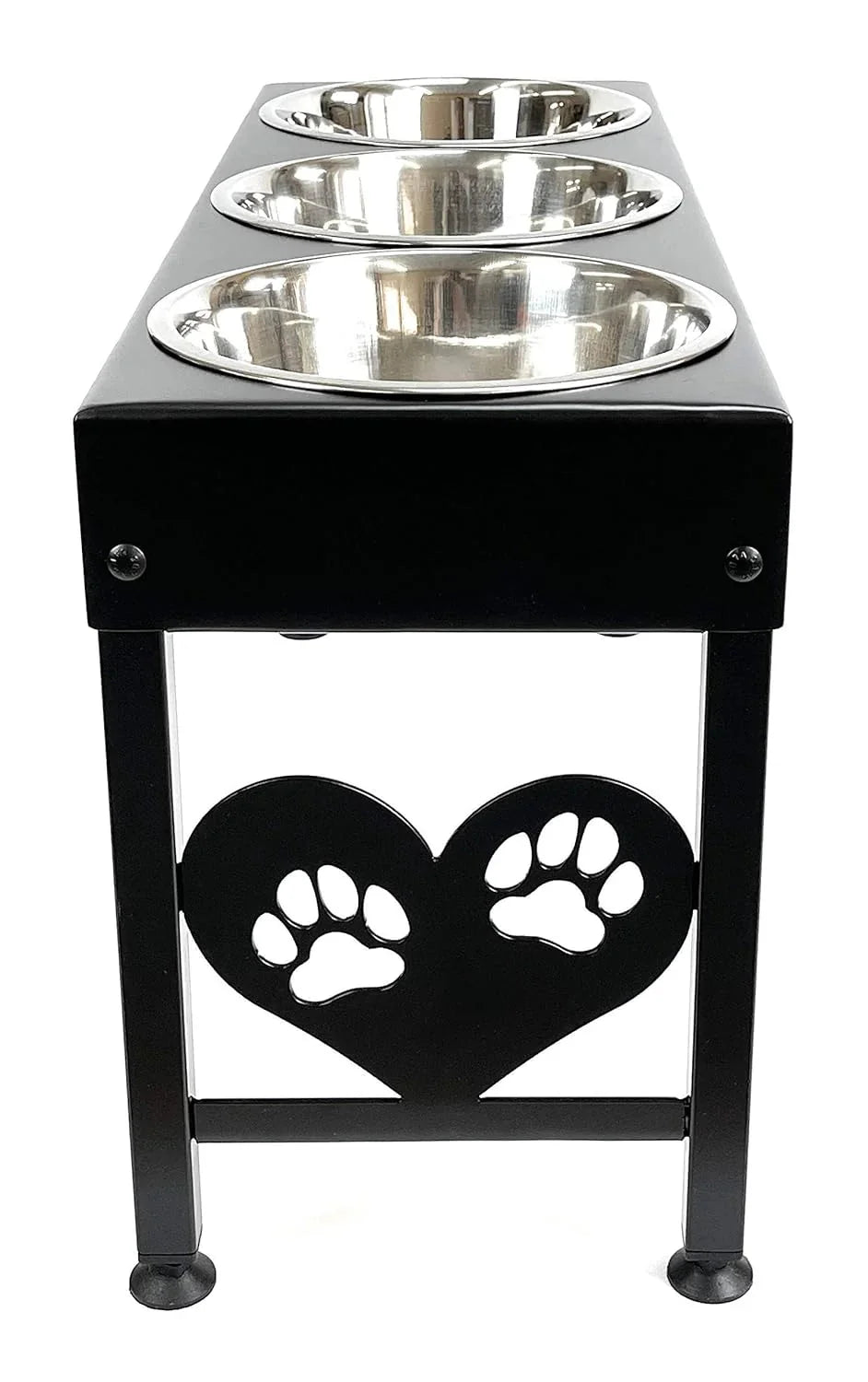 Pet Feeding Station Triple 3-Quart Metal Dog Bowl 16 Tall