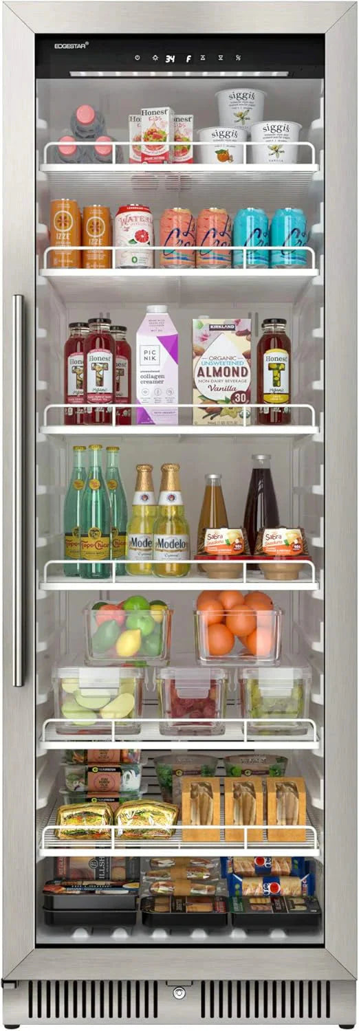 EdgeStar VBM101 22 Wide 10.1 Cu. Ft. Commercial Beverage Merchandiser – Stainless Steel, Temp Alarm, Reversible Door