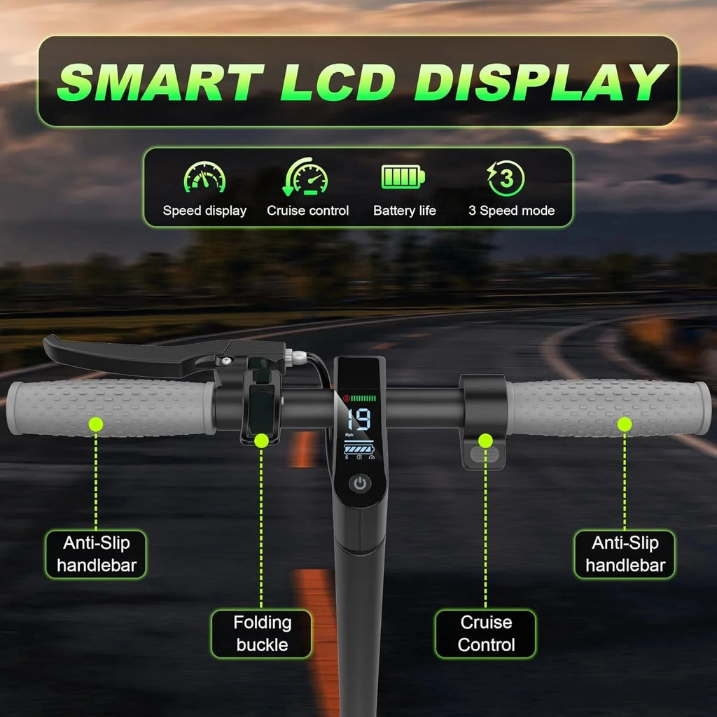 Electric Scooter - 8.5 Solid Tires, 350W Motor, Up to 19 MPH and 21-23 Miles Long-Range Portable Foldable Commuting Scooter for Adults with Double Braking System and App