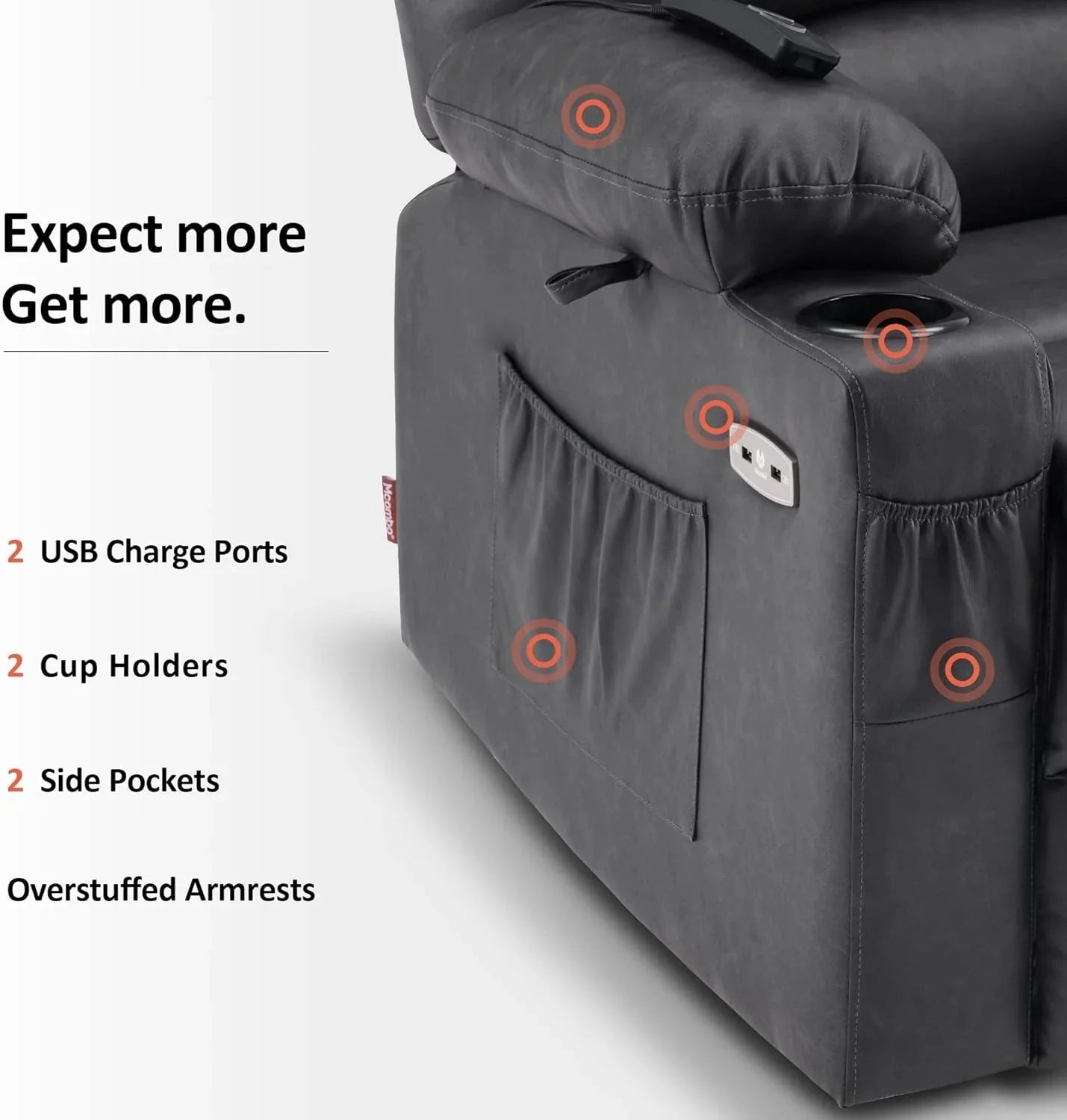 Heated Lift Recliner for Seniors with USB & Cup Holders