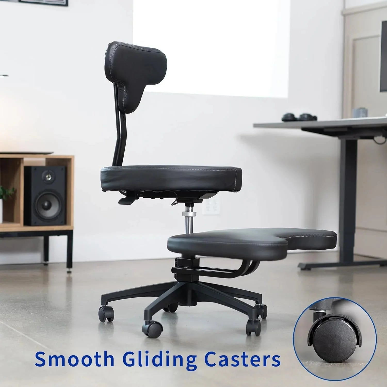 VIVO Cross-Legged Office Chair – Adjustable Height Floor Chair with Back Support for Yoga, Meditation, and ADHD (Black, CHAIR-CL02B-R)