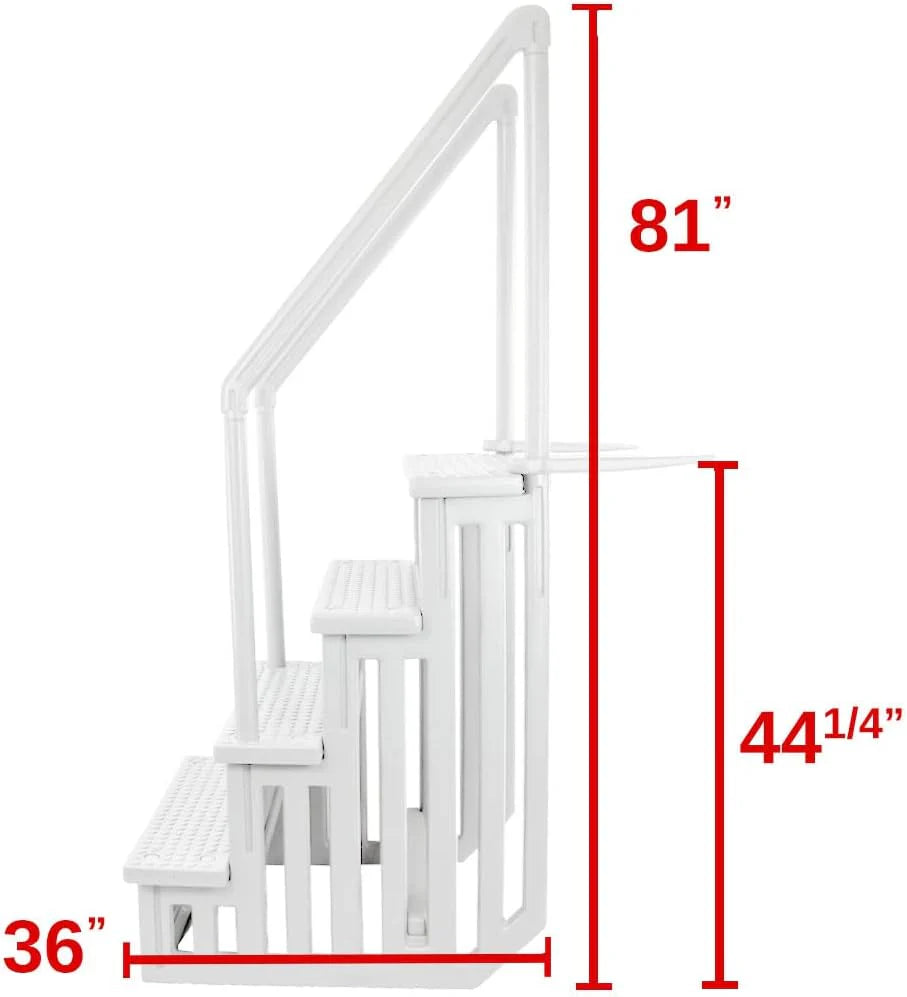 Select Anti-Slip in-Pool Steps | Gray | for Above Ground Swimming Pools | Can Mount to Decks 48 to 54 H | Safety Stairs Capacity Up to 300 lbs