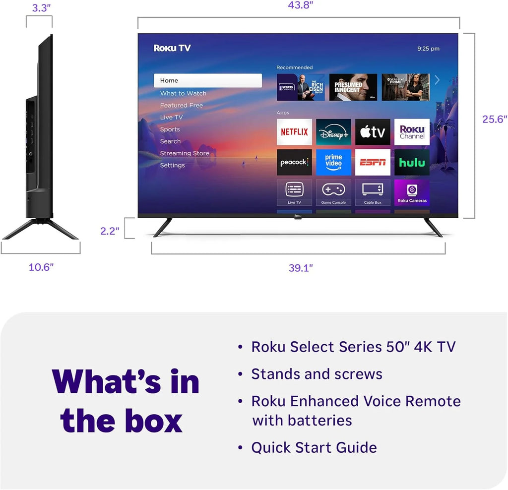 Roku 50 Select Series 4K HDR Smart TV with Voice Remote