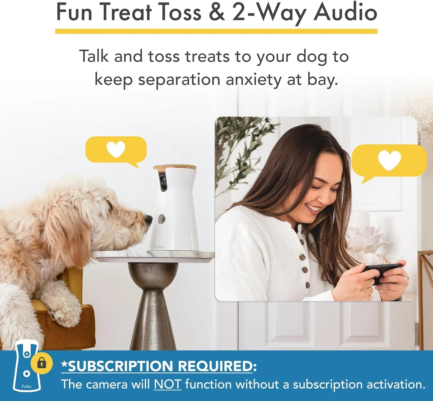 360° Cat Camera: See Your Cat from Anywhere | Rotating 360° Cat Tracking, Treat Toss, Color HD Night Vision, 2-Way Audio, Real-Time Notifications, Designed for Cats | Pet Camera w/Phone App