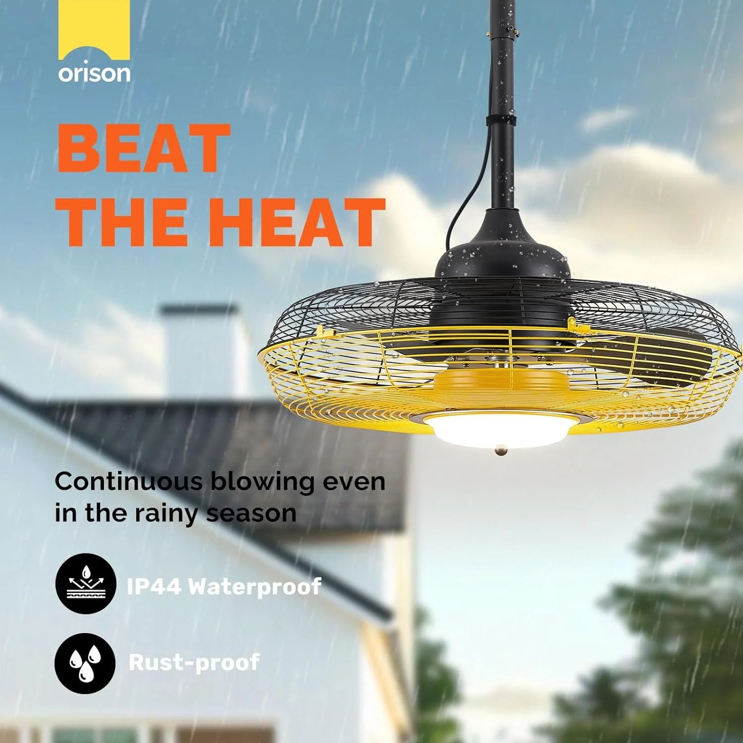 21'' Outdoor Ceiling Fan with Light, Plug in Ceiling Fan with Remote, Gazebo Fans Outdoor Hanging for Patios Waterproof, Wet Rated Hanging Fan with App Control