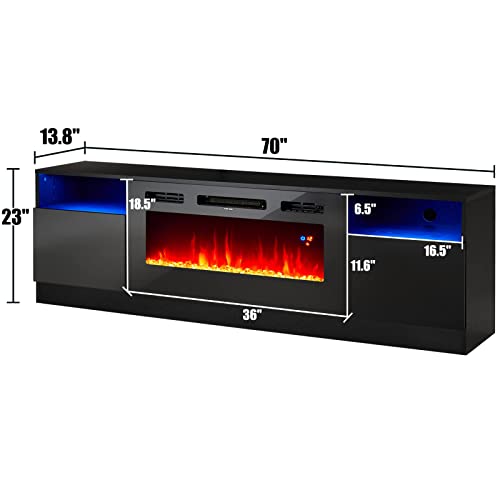 Fireplace TV Stand with 36 Electric Fireplace, LED Light Entertainment Center