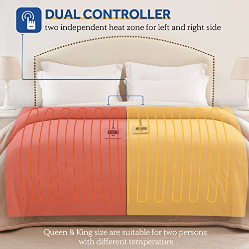 SEALY Electric Blanket King Size, Flannel Heated Blanket with 10 Heating Levels