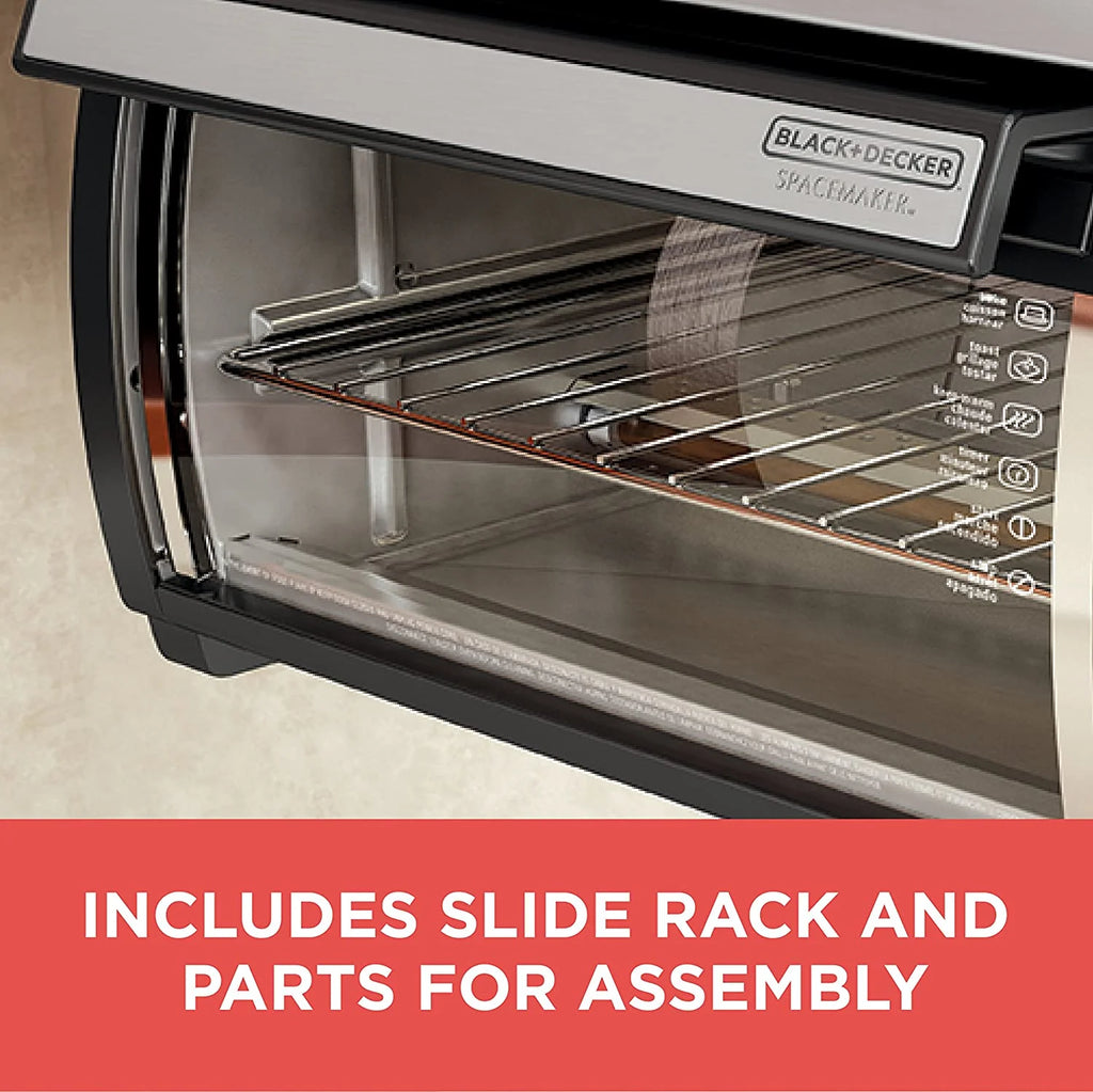 BLACK DECKER SpaceMaker Under Counter Toaster Oven, Digital Controls, Black/Stainless Steel, Fits 9?测?? Pizza or 4 Slices