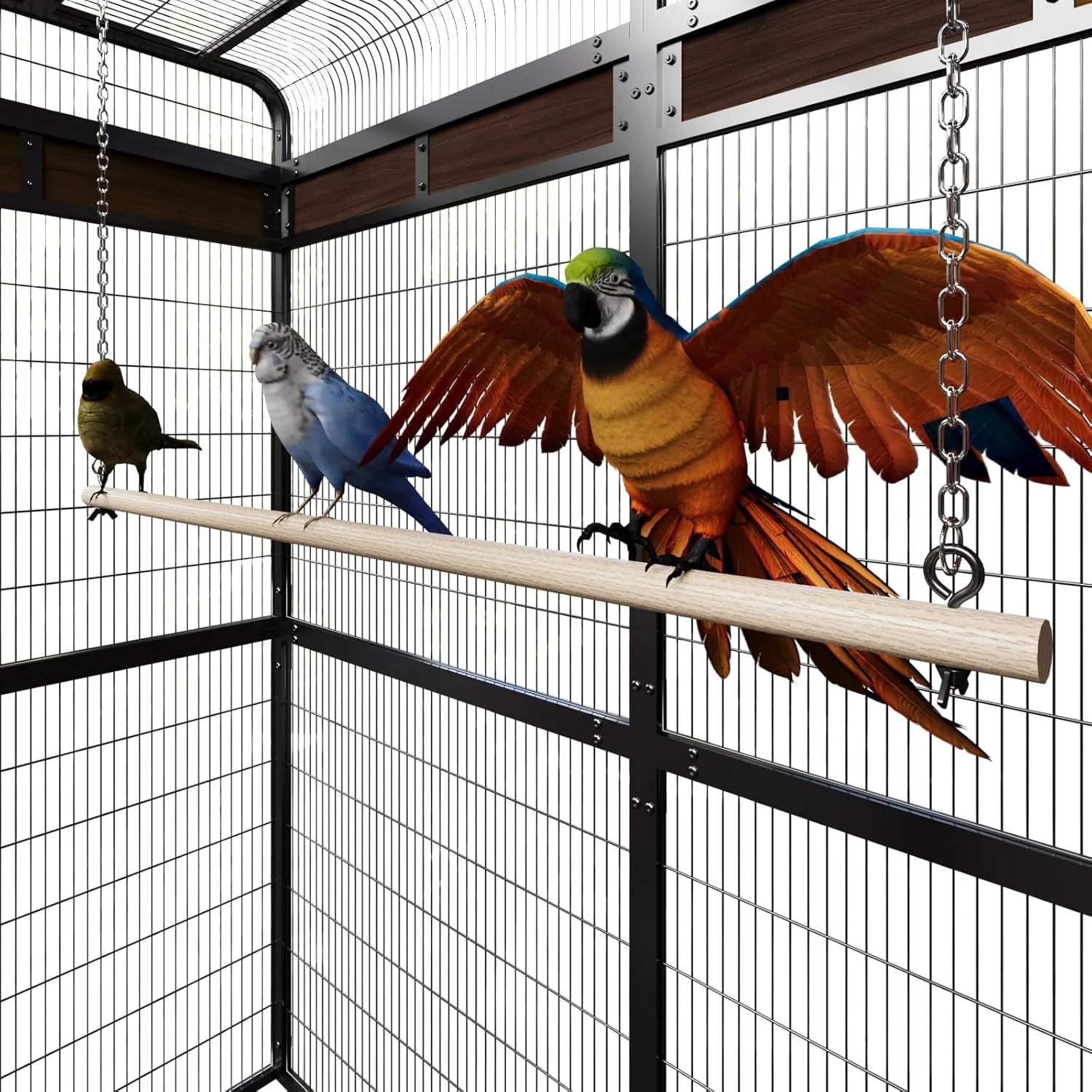Large Outdoor Bird Cage Aviary for Parakeets, Parrots, Black