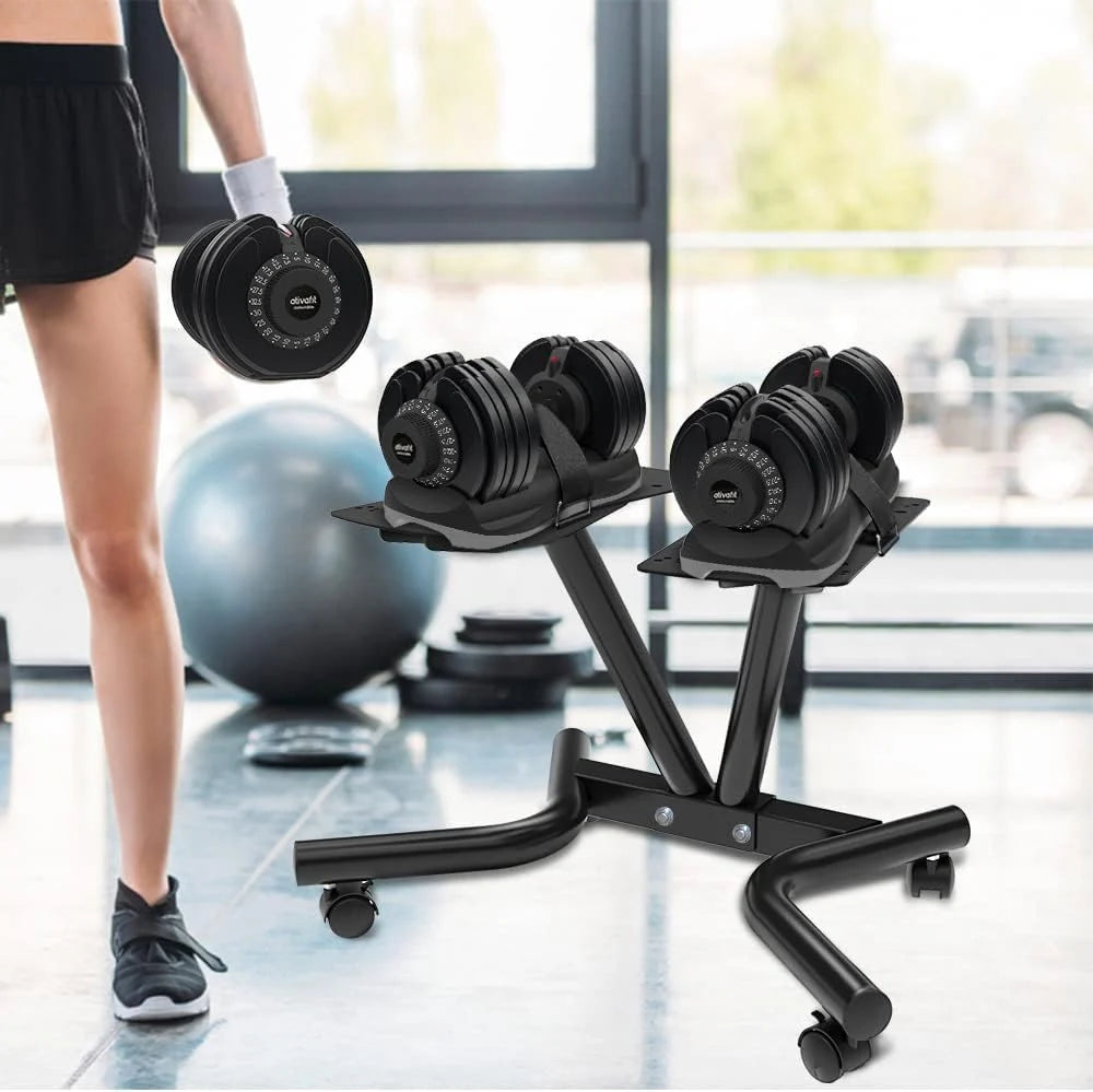 Dumbbell Stand Fitness Dial Dumbbell Rack with Adjustable Belt for Home Gym Set