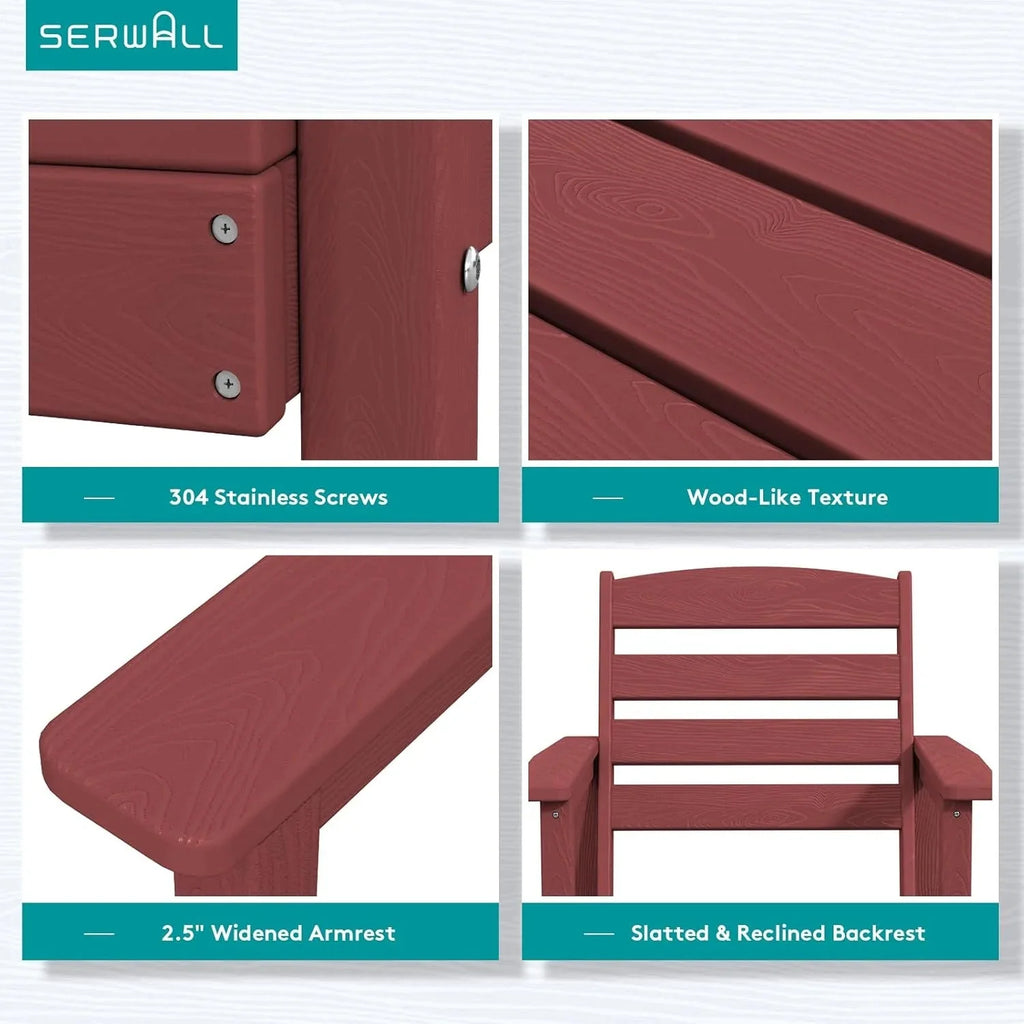 SERWALL 7-Piece Patio Table Set, Outdoor HDPE Dining Furniture with Umbrella Hole, All Weather Table and Chairs for Lawn, Garden, Poolside, Aruba