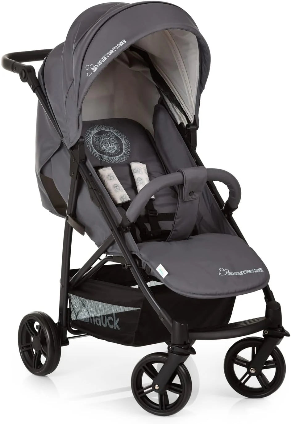 4X Carrito Bebe, desde el Nacimiento hasta 25 kg, Silla de Paseo Ligera, Silla Bebe, Reclinable, Plegable, Compacta, Mickey Mouse Gris