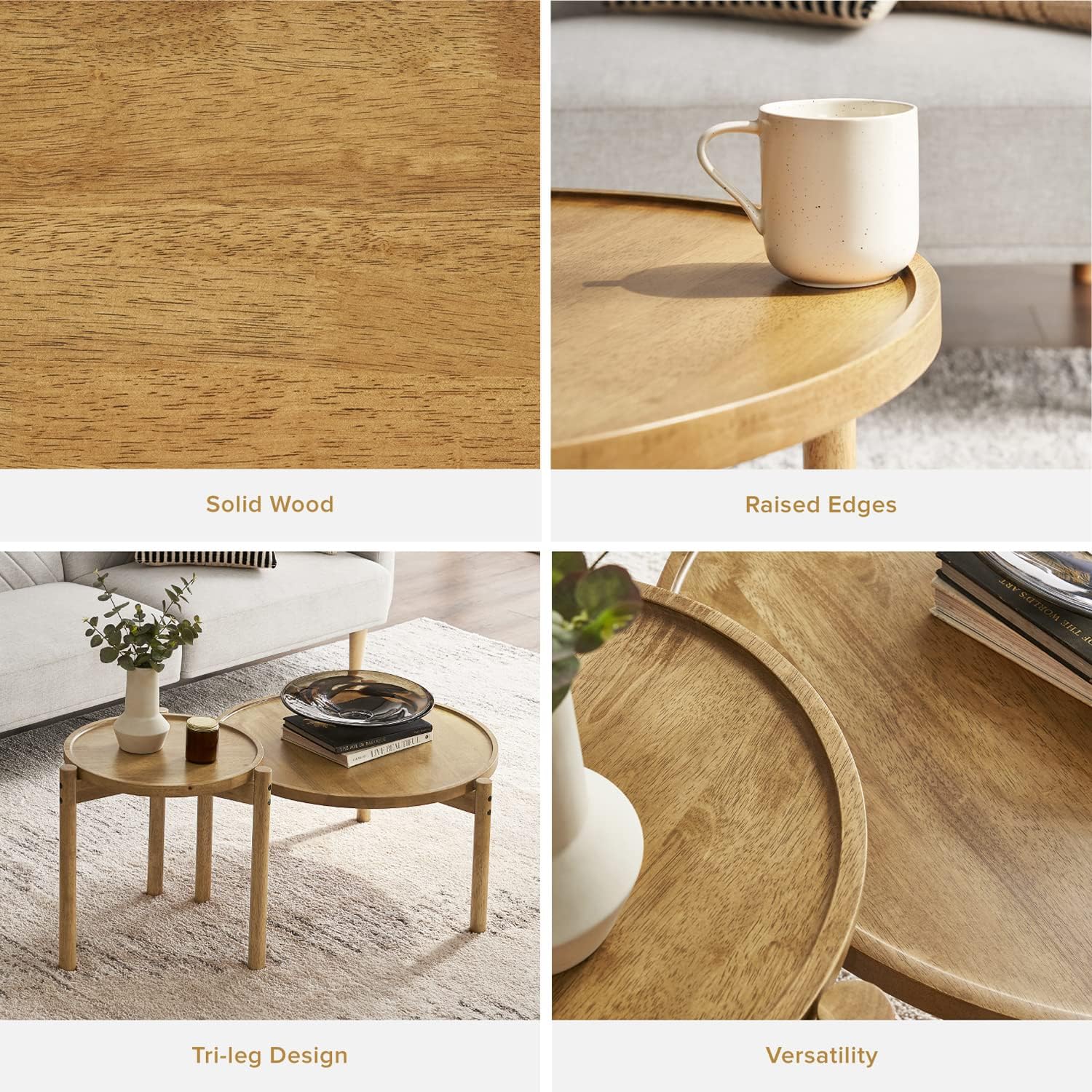 Mopio Ensley Mid Century Modern Rectangle Coffee Table with Dual Storage Shelf, Wood Slat Sliding Door, & Rounded Edge Protection for Living Room, Walnut Grain