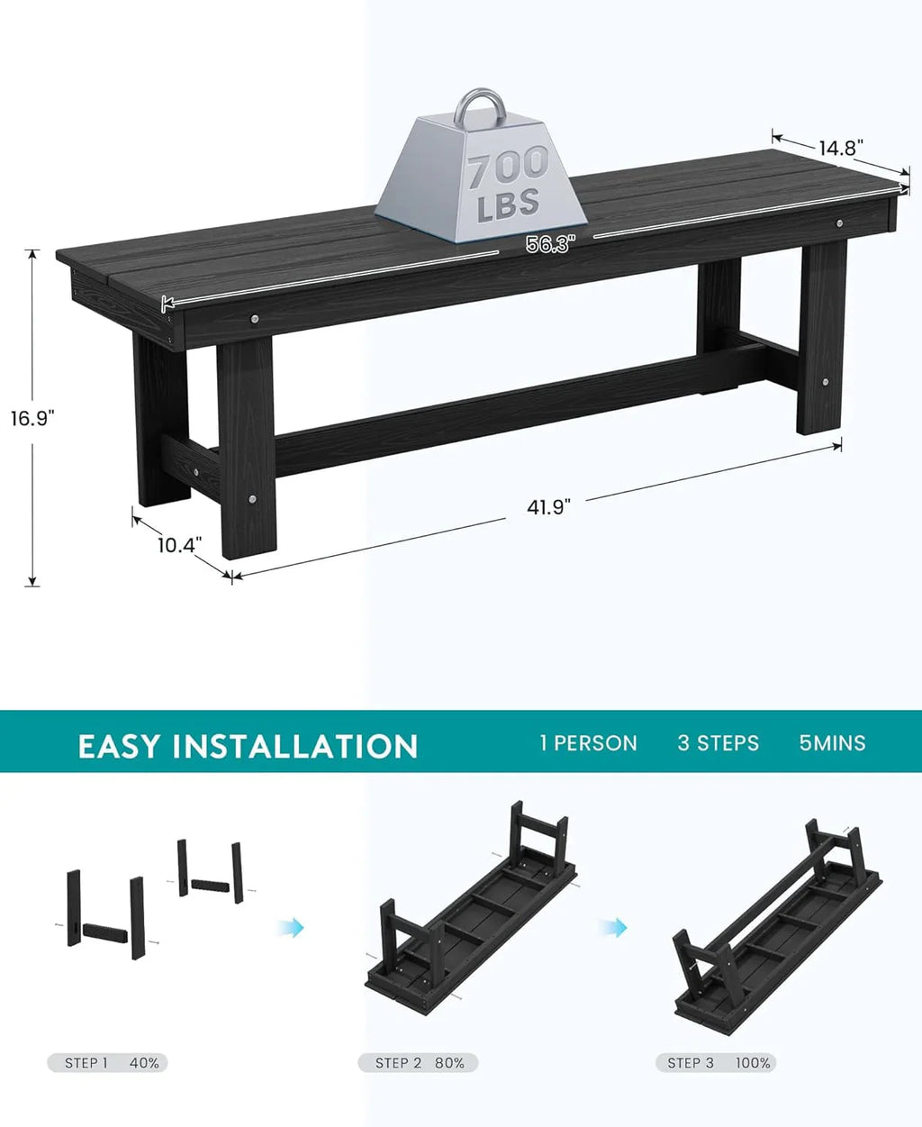 SERWALL 7-Piece Patio Table Set, Outdoor HDPE Dining Furniture with Umbrella Hole, All Weather Table and Chairs for Lawn, Garden, Poolside, Aruba