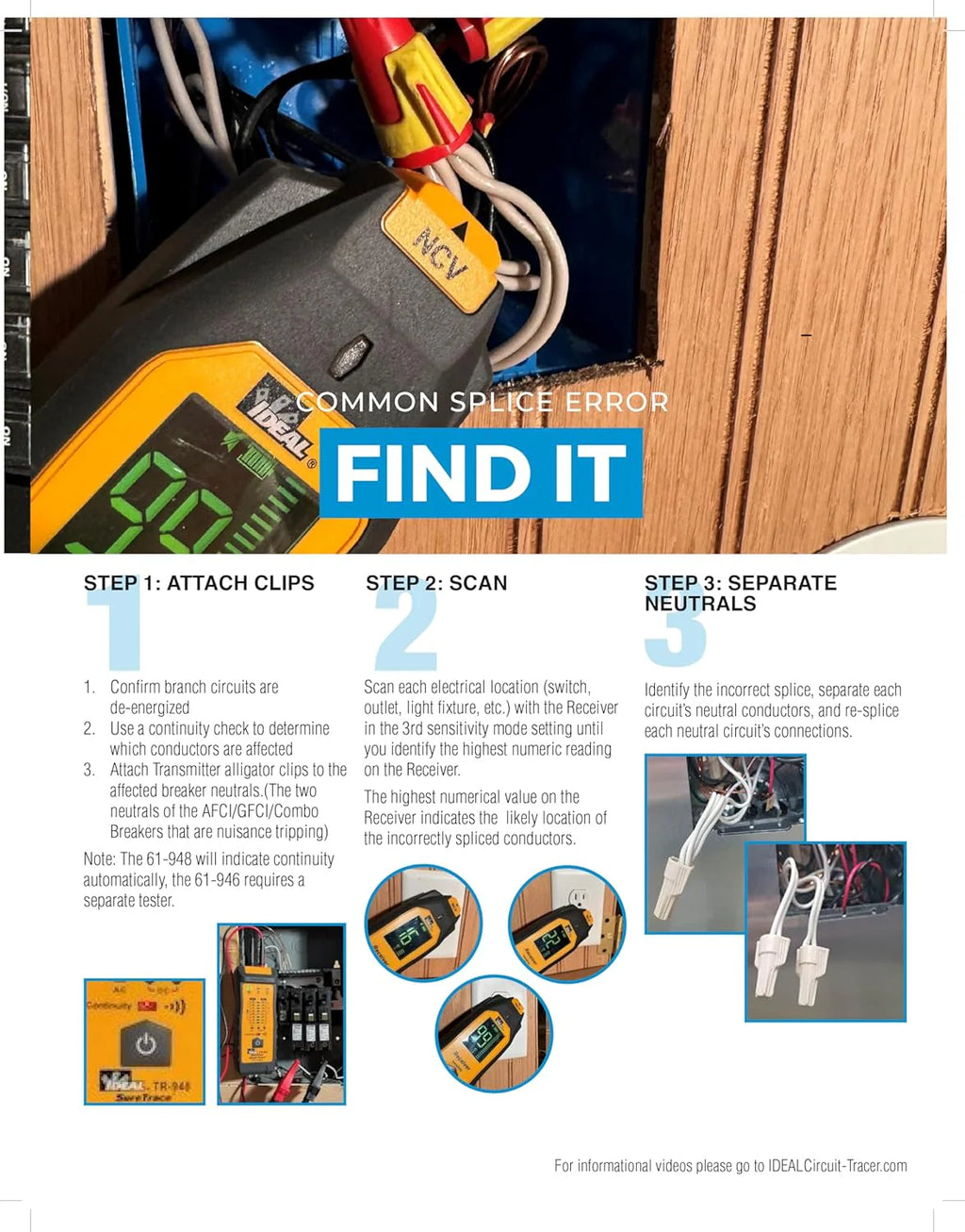 Ideal SureTrace Plus Circuit Tracer, 0–600V, Continuity Test