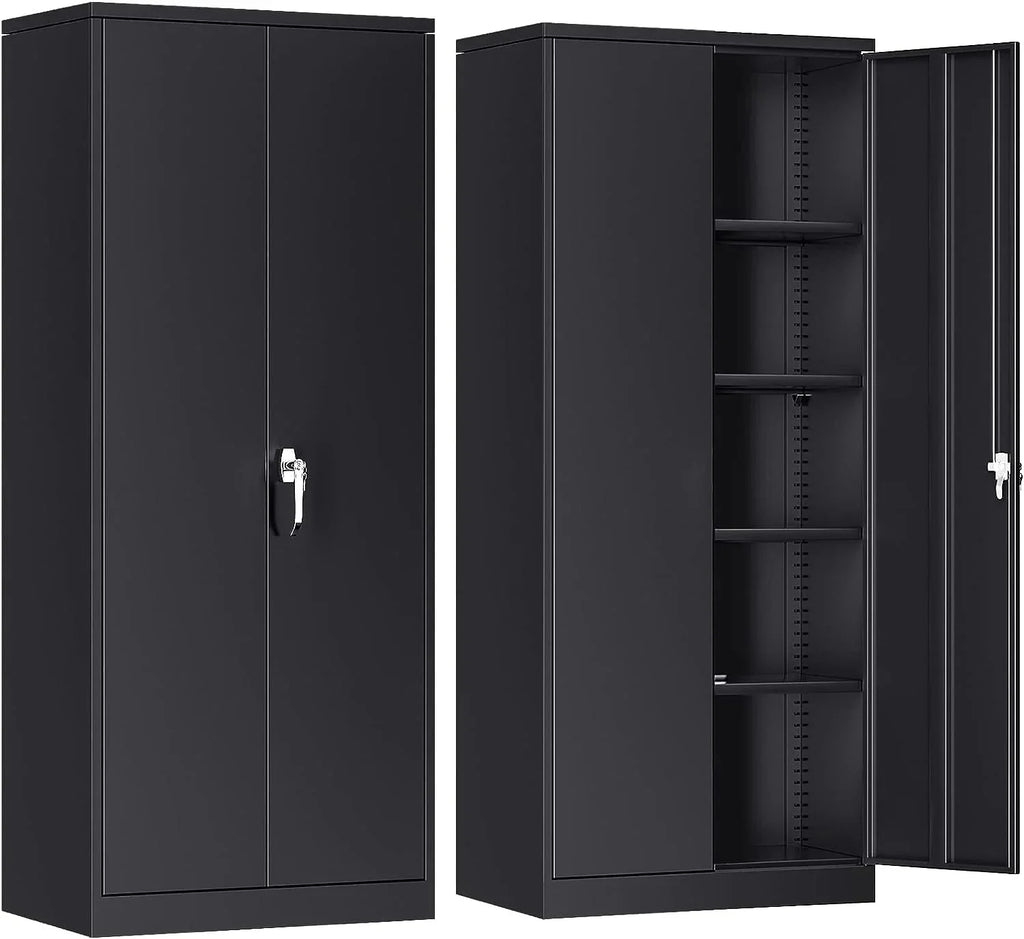 Atripark Metal Storage Cabinet with Lock, 72 Lockable Garage Tool Cabinet with Doors