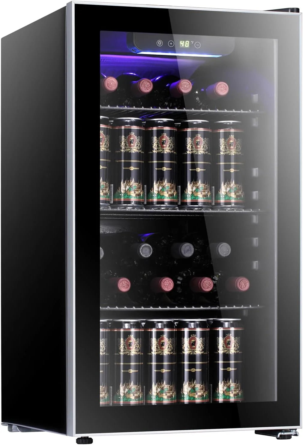 Antarctic Star 36 Bottle Wine Cooler/Cabinet BeverageRefrigerator Small Mini Wine Cellar Beer Soda Bar Fridge Quiet Operation Compressor Adjust Temperature Freestanding Black, 4.4 Cu. ft