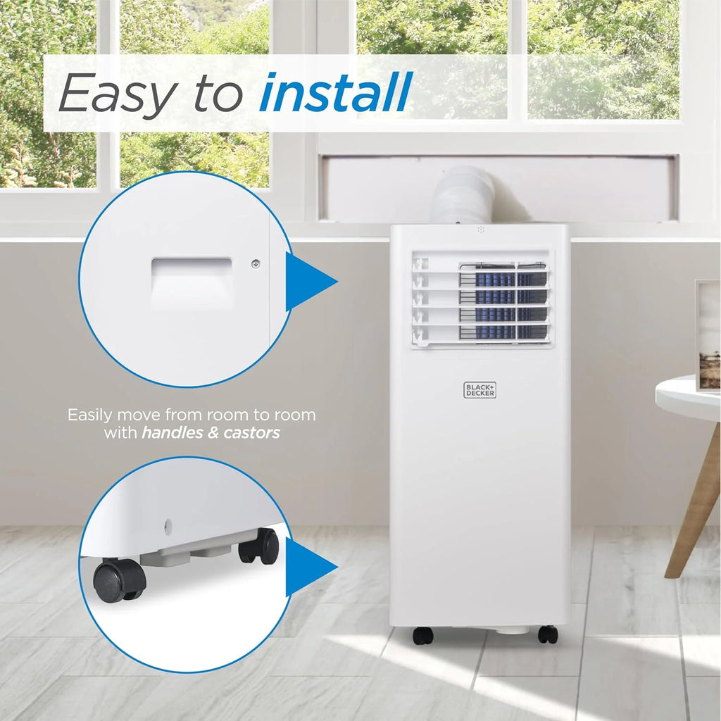 BLACK+DECKER 10,000 BTU Portable Air Conditioner for Rooms up to 450 Sq. Ft. with Remote – White