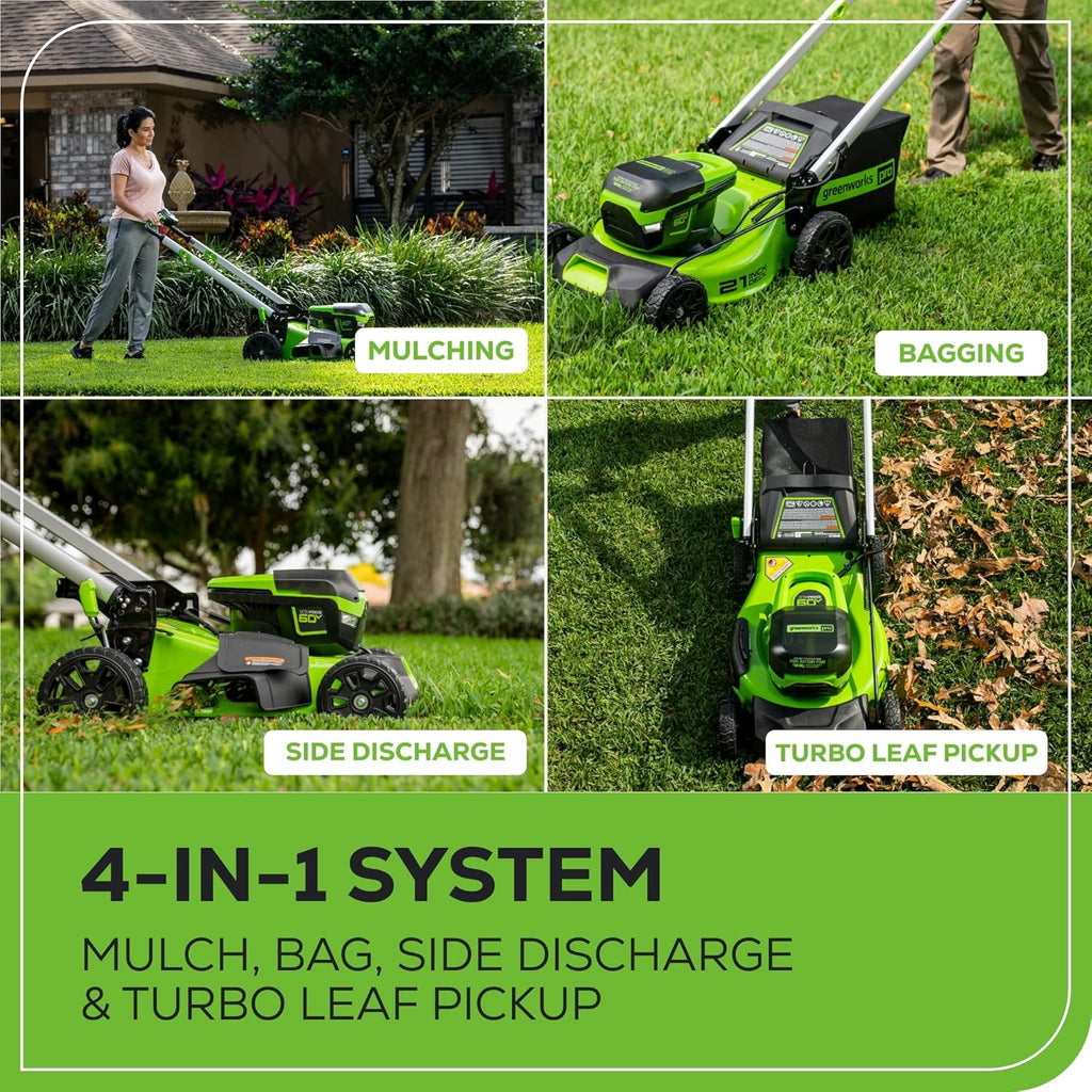 60V 21?? Cordless (Self-Propelled) Lawn Mower , 2 x 4.0Ah Batteries and Dual Port Rapid Charger