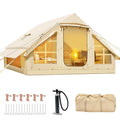 6 Person Inflatable Camping Tent with Pump, 10ft x7ft Glamping Family Tent Easy Setup 4 Season Waterproof Windproof Outdoor Blow Up Tent Luxury Oxford Cabin with Mesh Windows & Doors sgtnighsdesigns