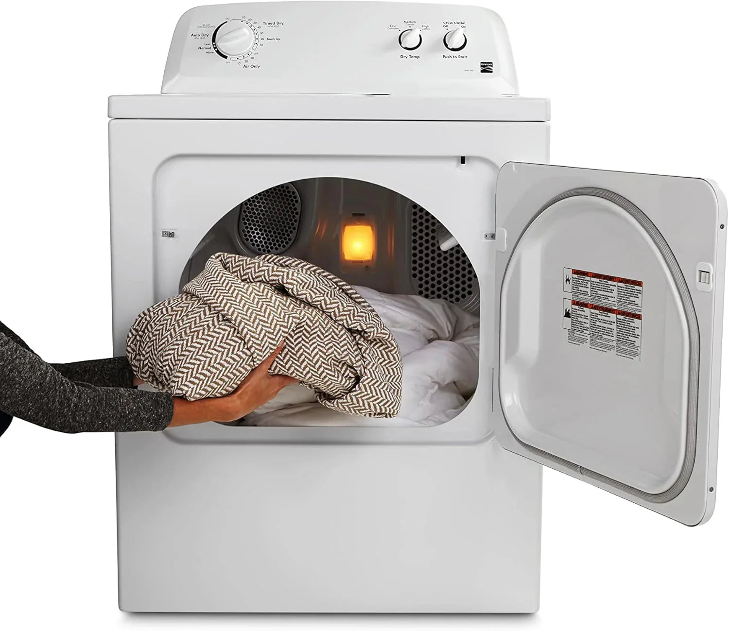 Kenmore 29′′ Front Load Electric Dryer with Wrinkle Guard and 7.0 Cubic Ft. Total Capacity, White