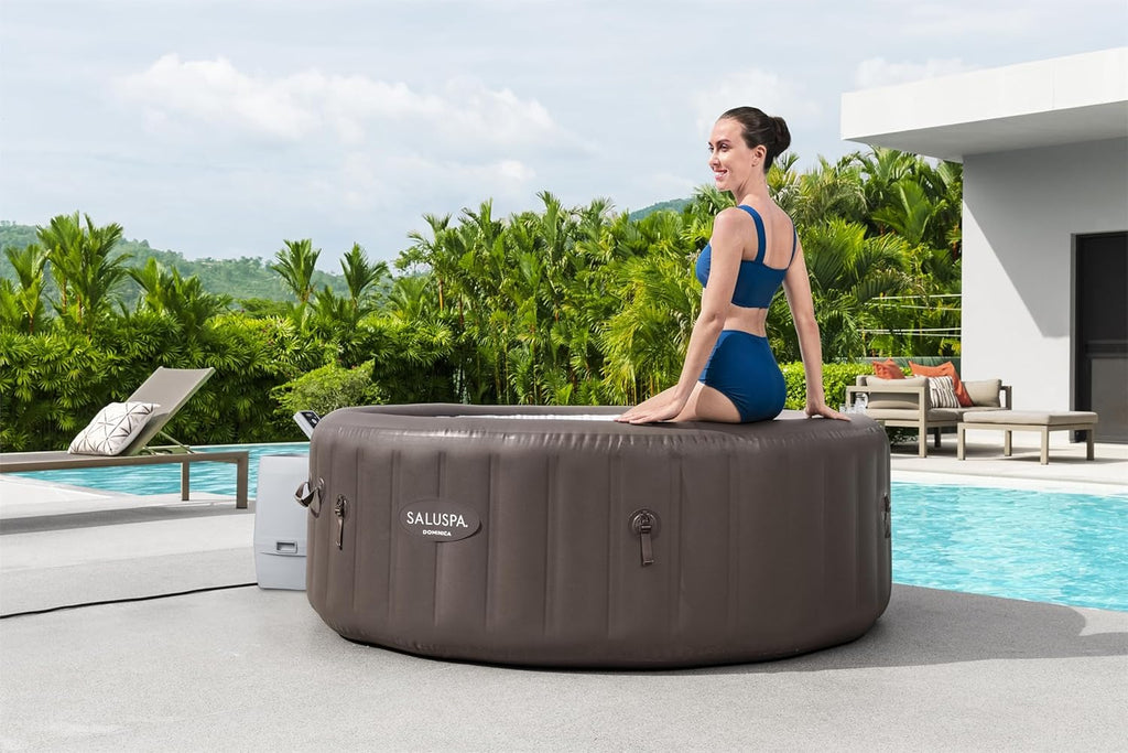 Inflatable Hot Tub Spa (71 x 26) | Portable Hot Tub with 2 Covers (1 Energy-Efficient Thermal Cover and 1 Standard Cover) | Fits Up to 2-4 Persons | Black