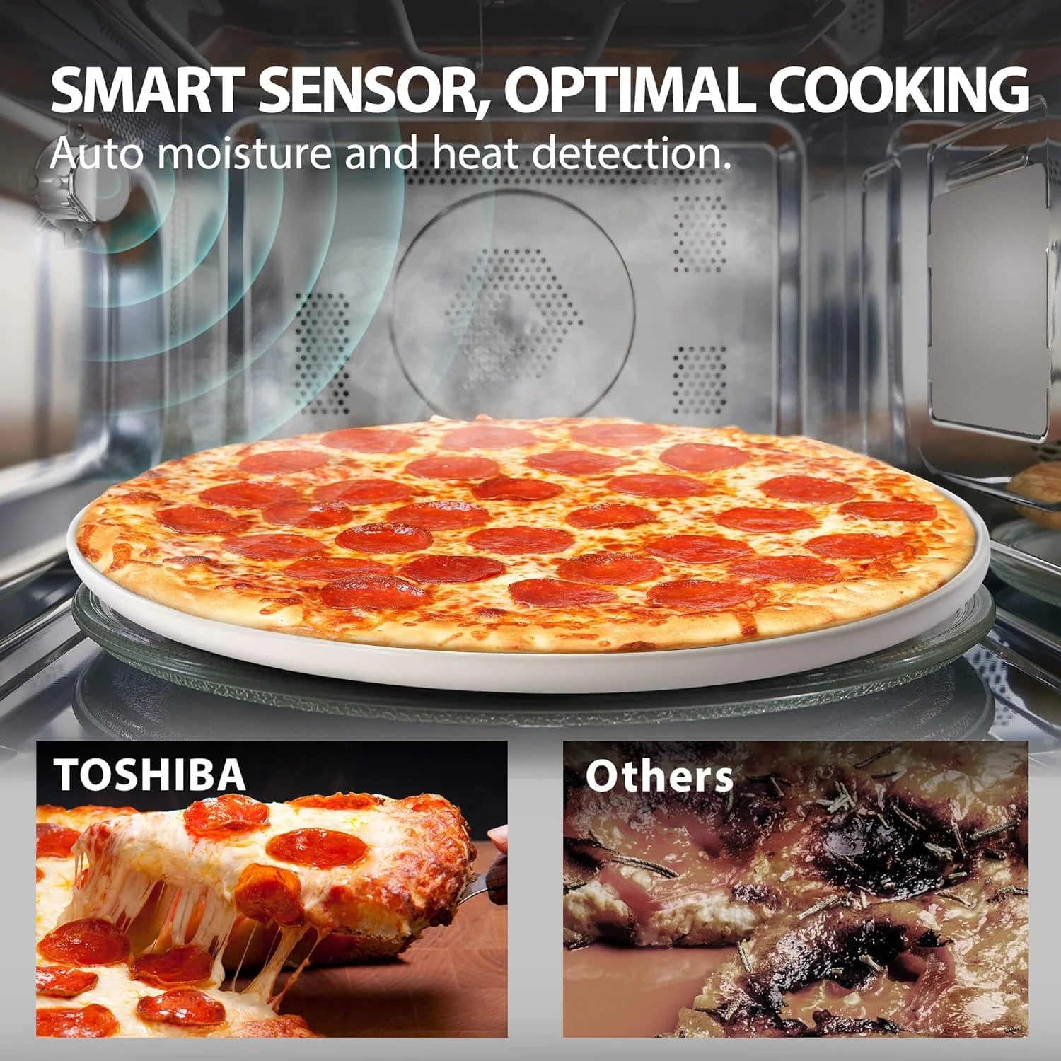 TOSHIBA 4-in-1 ML-EC42P(SS) Countertop Microwave Oven, Smart Sensor, Convection, Air Fryer Combo, Mute Function, Position Memory 13.6 Turntable, 1.5 Cu Ft, 1000W, Silver