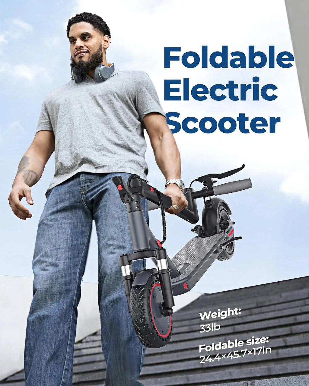 Electric Scooter, 350W/500W Powerful Motor, 8.5/10 Solid Tires, 19/22Mph, 28/21/12 Miles Range,Dual Braking