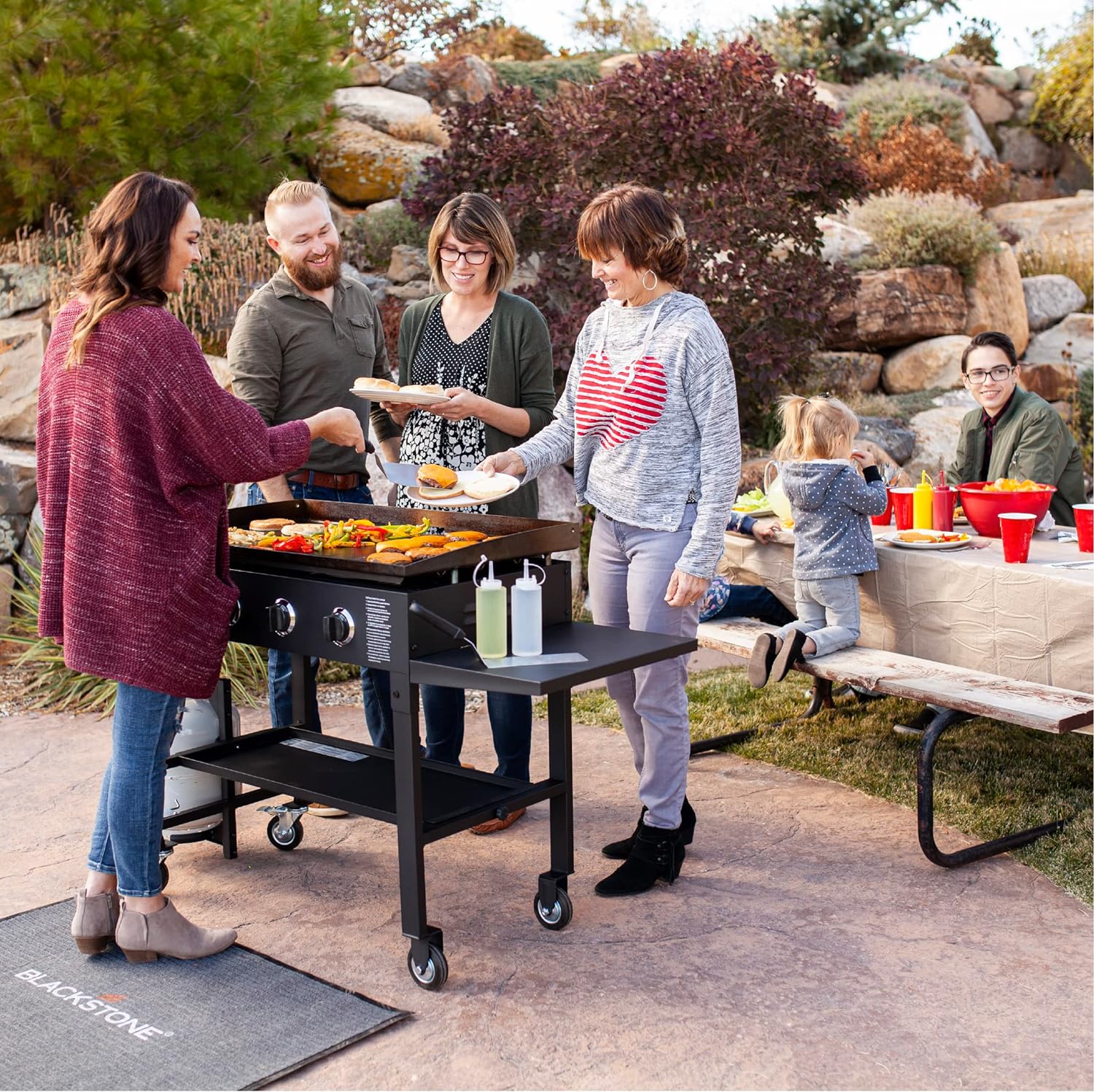 36 Gas Griddle Cooking Station 4 Burner Flat Top Gas Grill Propane Fueled Restaurant Grade Professional 36 Outdoor Griddle Station with Side Stands (1554)