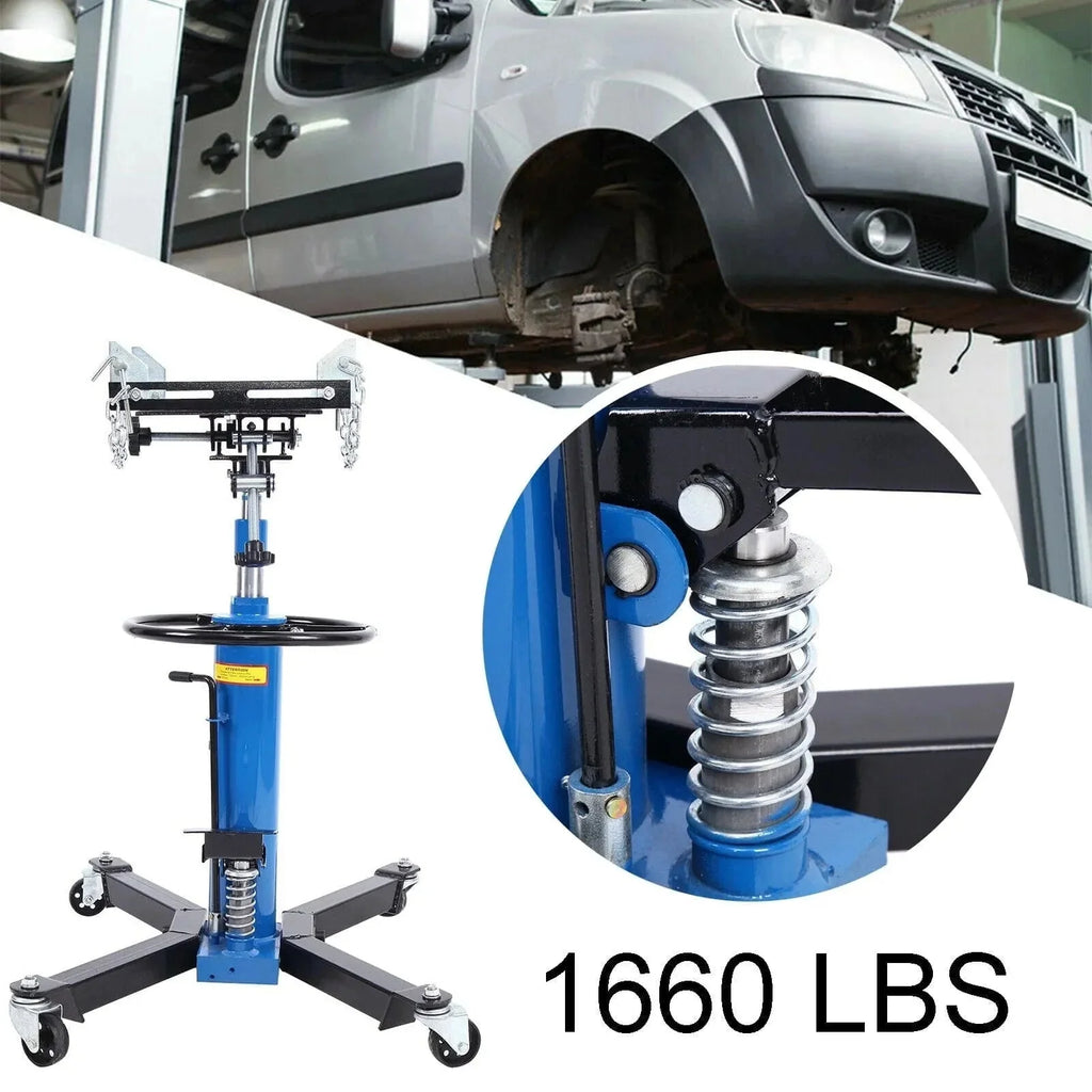 1660 Pounds Hydraulic Car Transmission Jack Vertical Lift with 360° Swivel Wheel Pedal ,Blue,33-70(0.75Ton)
