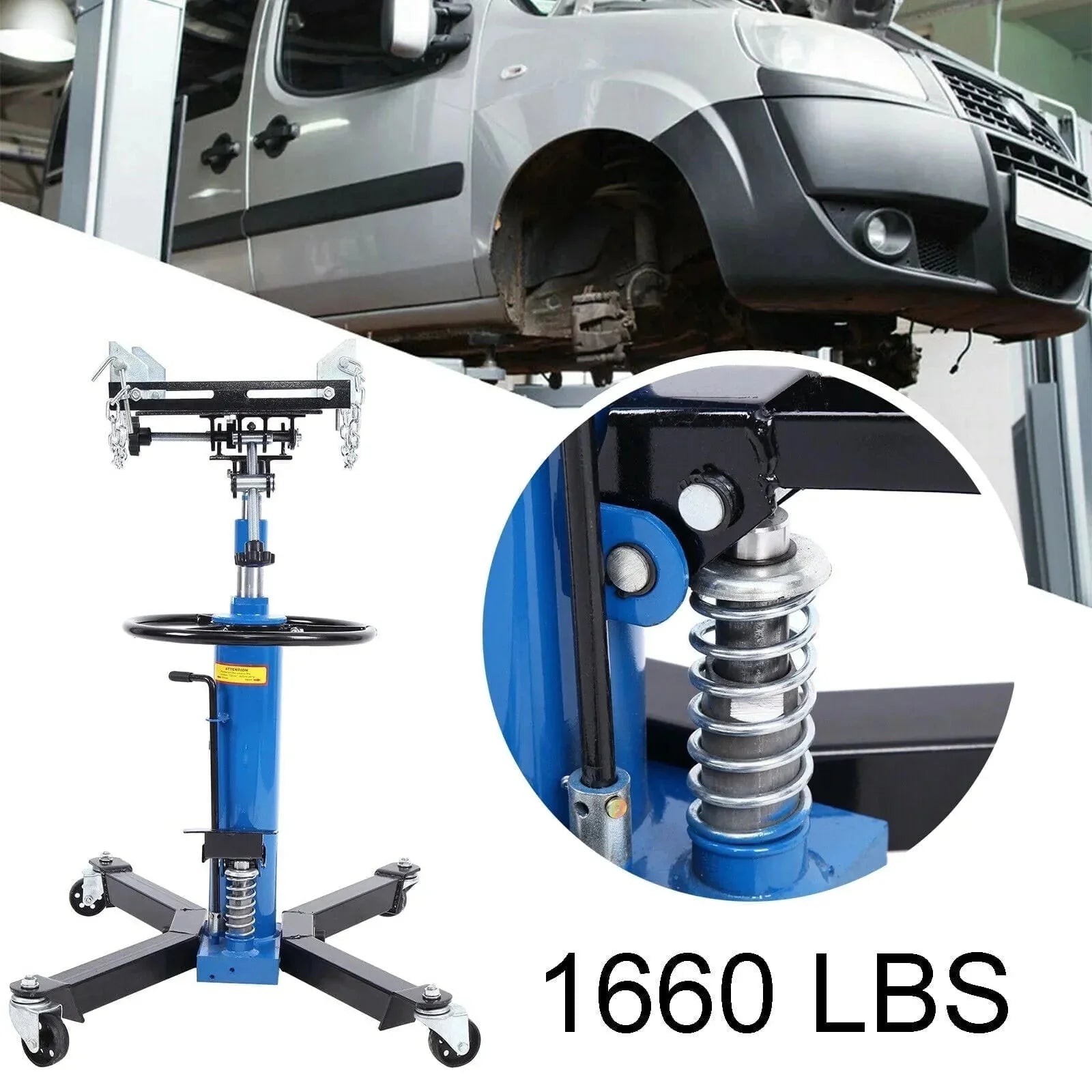 1660 Pounds Hydraulic Car Transmission Jack Vertical Lift with 360° Swivel Wheel Pedal ,Blue,33-70(0.75Ton)