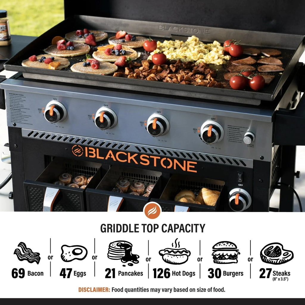 Blackstone 4-Burner 36 Propane Outdoor Griddle with Air Fryer and Hood