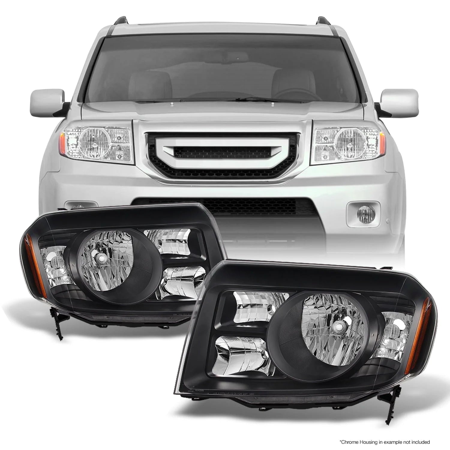 - Change the pair Settings for Honda Pilot SUV black headlight driver left + passenger right