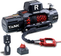 13500lb Waterproof Electric Red Synthetic Rope Winch with Hawse Fairlead, Wired Handle and 2 Wireless Remote (RED)