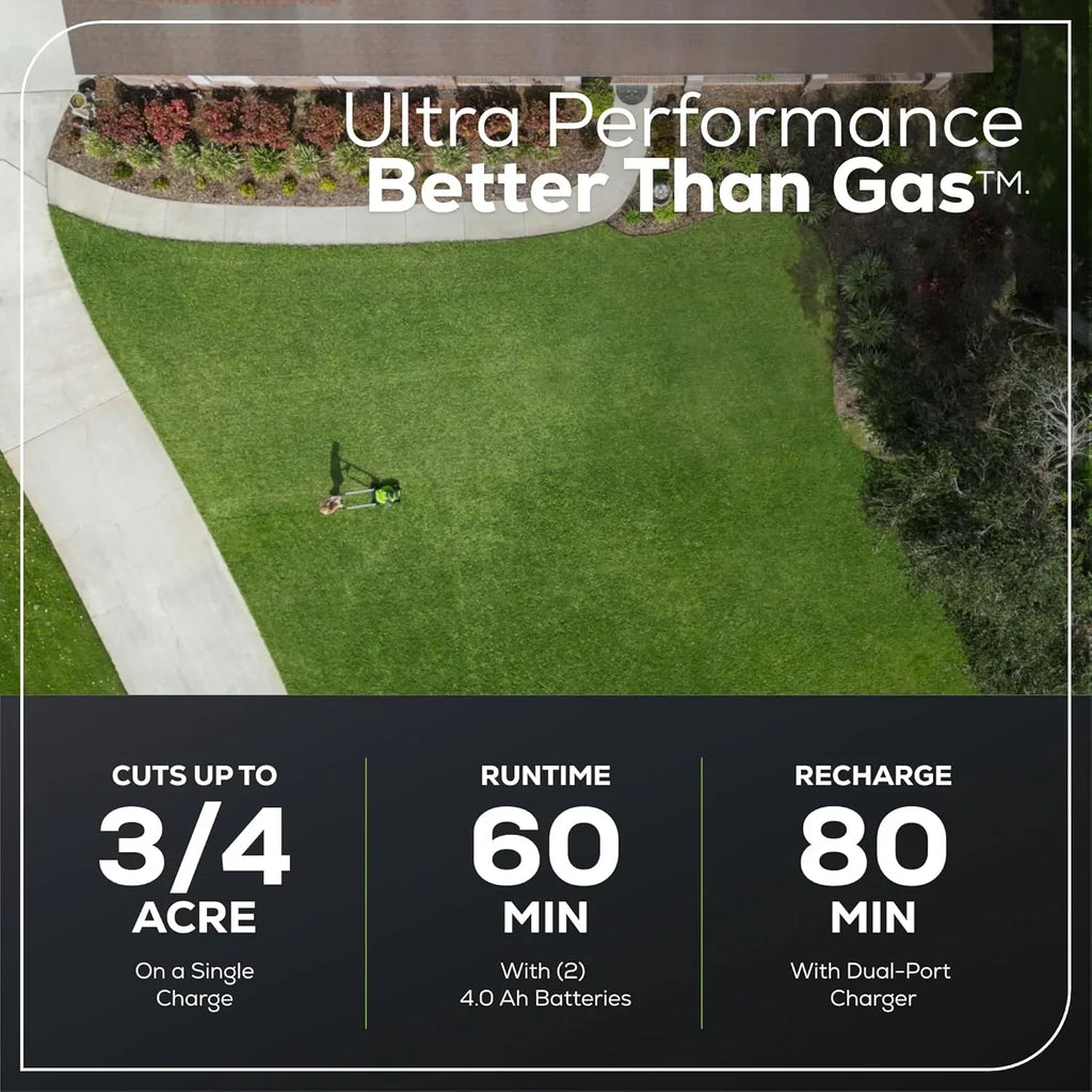 60V 21?? Cordless (Self-Propelled) Lawn Mower , 2 x 4.0Ah Batteries and Dual Port Rapid Charger