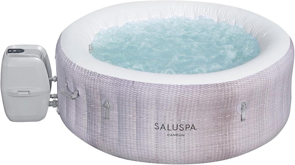Bestway SaluSpa Fiji AirJet Large Round 2 to 4 Person Inflatable Hot Tub Portable Outdoor Spa with 120 AirJets and EnergySense Cover, Grey