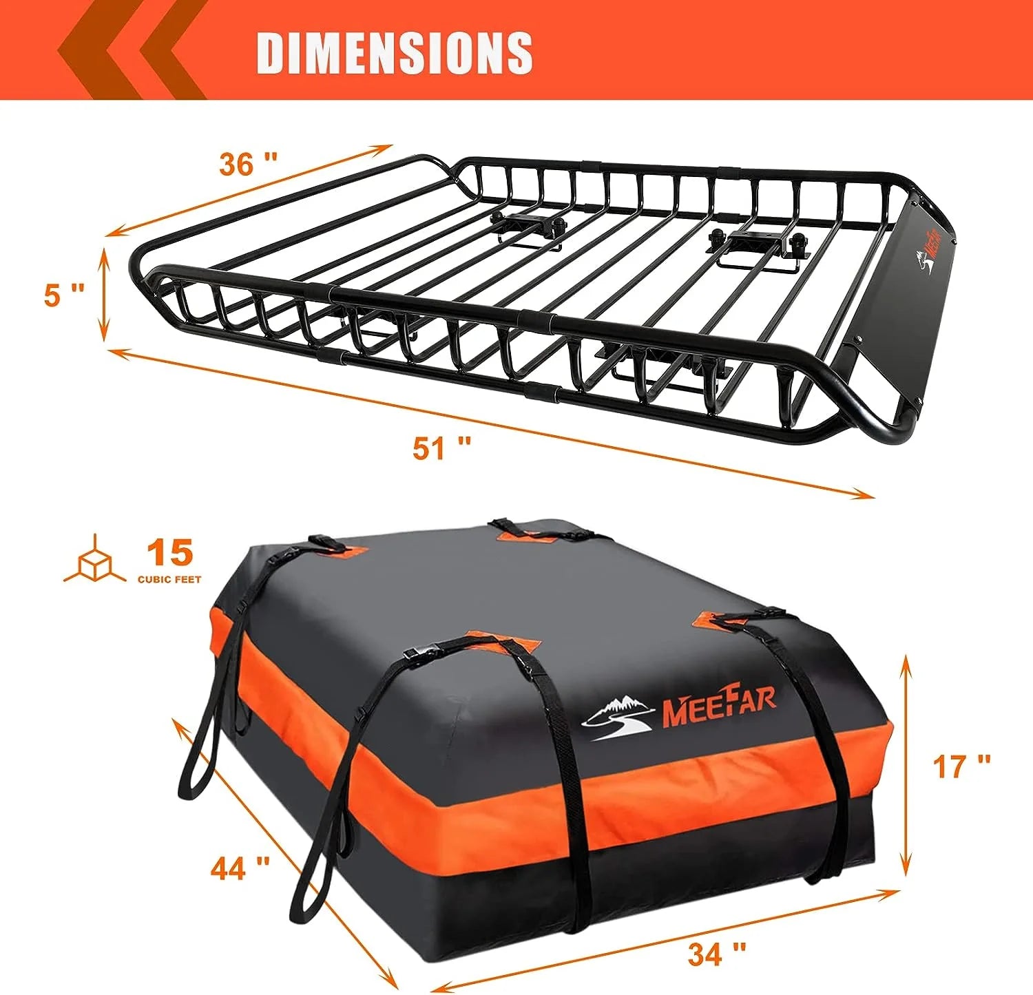 Roof Rack Universal Roof Basket 51 X 36 X 5 + Waterproof Bag