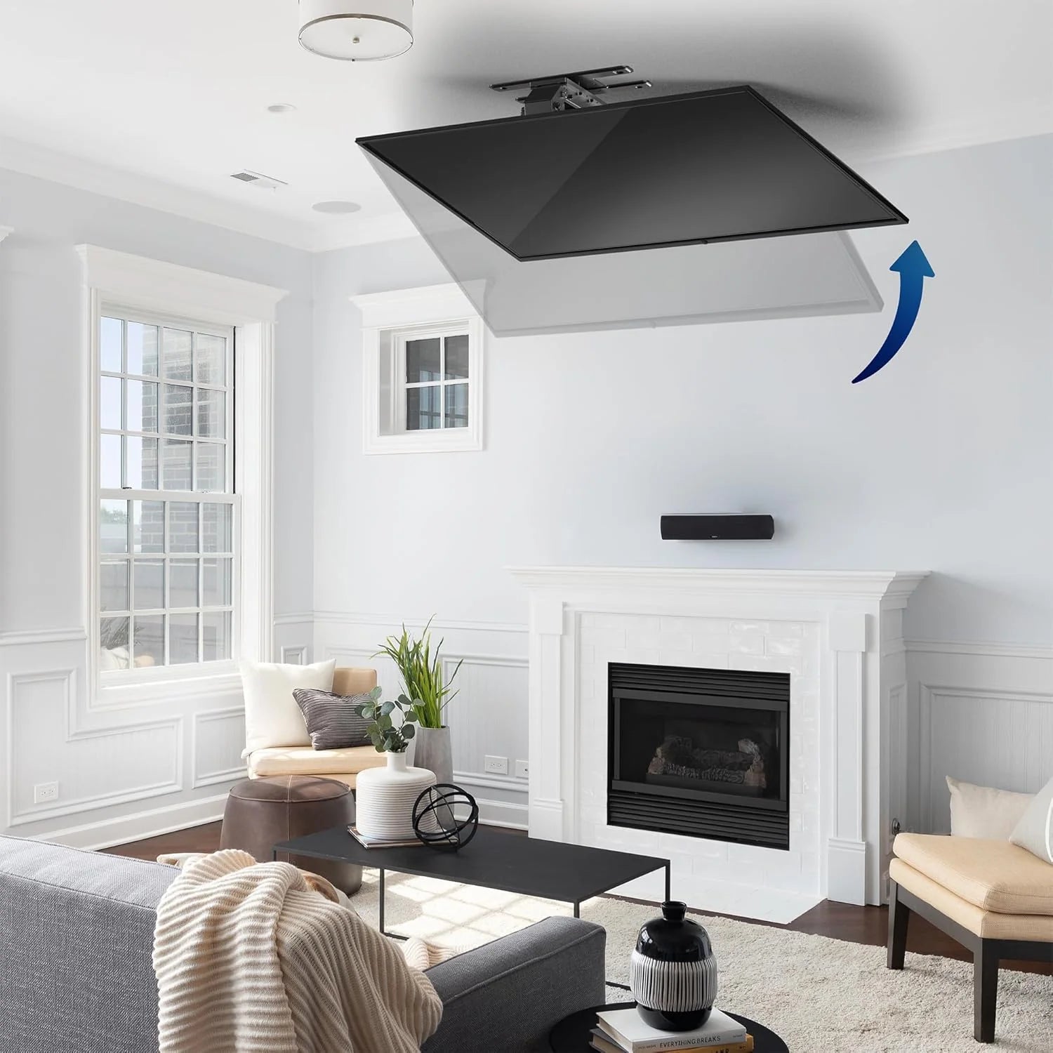 VIVO Electric Ceiling TV Mount, 37 70, Motorized, App Control, Black