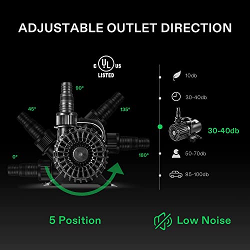 VIVOSUN 1600 GPH Submersible Water Pump, 100W Pond Pump, Ultra Quiet Aquarium Pump
