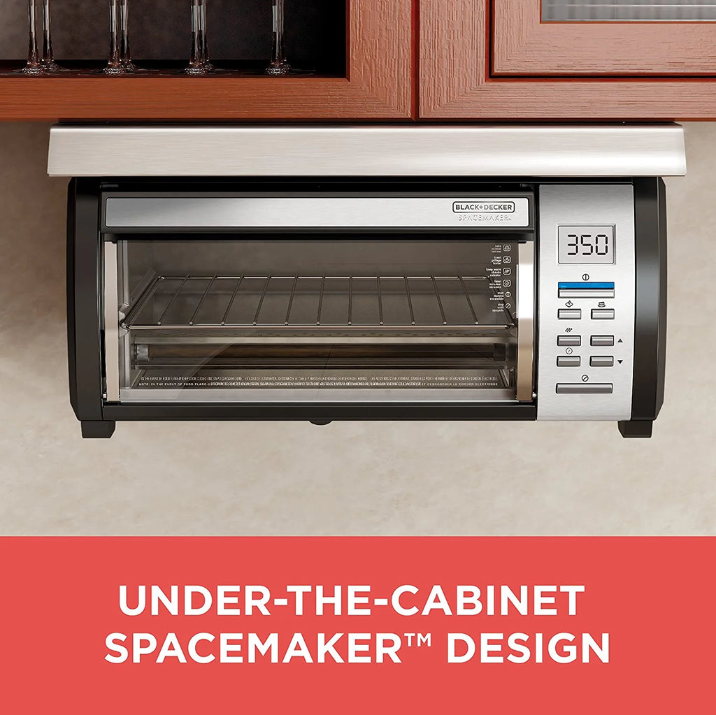 BLACK+DECKER SpaceMaker Under-Counter Toaster Oven, Digital Controls, Black/Stainless Steel, Fits 9锟芥?锟斤拷 Pizza, TROS1000D