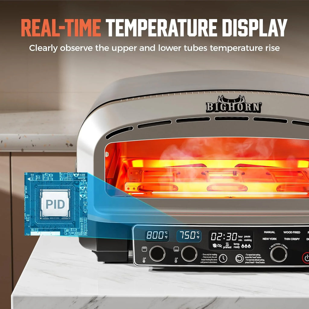 BIG HORN 14 Electric Pizza Oven, Countertop, Stainless Steel