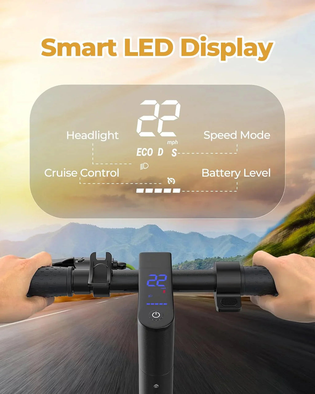 Electric Scooter - 8.5 Solid Tires, 350W Motor, Up to 19 MPH and 21-23 Miles Long-Range Portable Foldable Commuting Scooter for Adults with Double Braking System and App