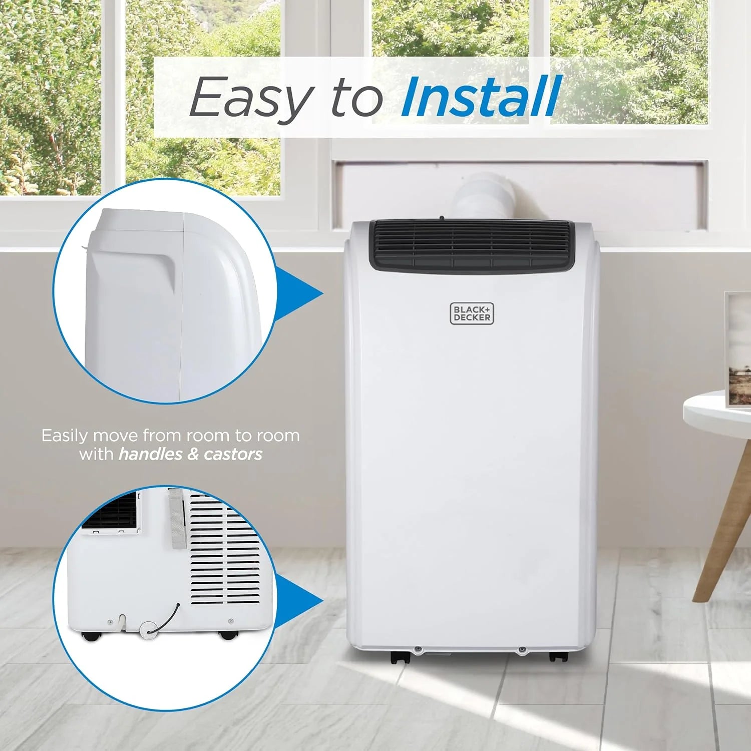 BLACK+DECKER 10,000 BTU Portable Air Conditioner for Rooms up to 450 Sq. Ft. with Remote – White