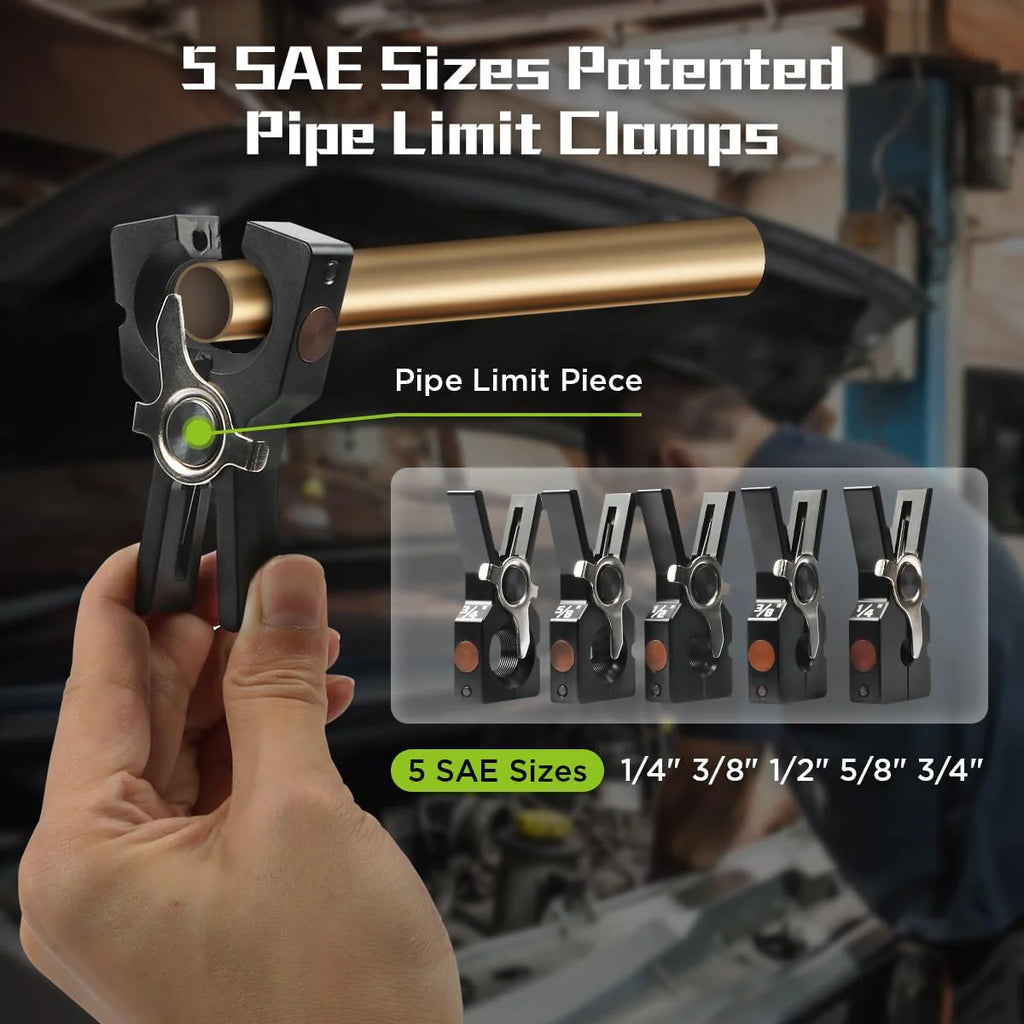 Electric Flaring Tool Kit, 1/4 - 3/4 Copper Flaring Tool Flare Gauge, 5 SAE Sizes Clamps 45° Eccentric Type Flare 2200 mAh