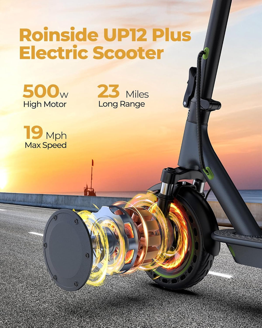Electric Scooter - 8.5 Solid Tires, 350W Motor, Up to 19 MPH and 21-23 Miles Long-Range Portable Foldable Commuting Scooter for Adults with Double Braking System and App