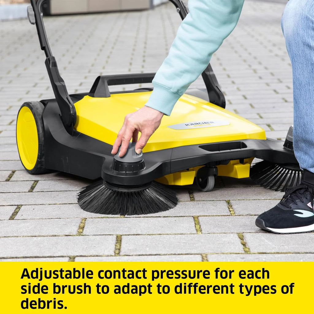 S 6 Twin Walk-Behind Outdoor Hand Push Floor Sweeper - 10 Gallon Capacity - 33.9 Sweeping Width - Sweeps up to 32,300 Square Feet/Hour